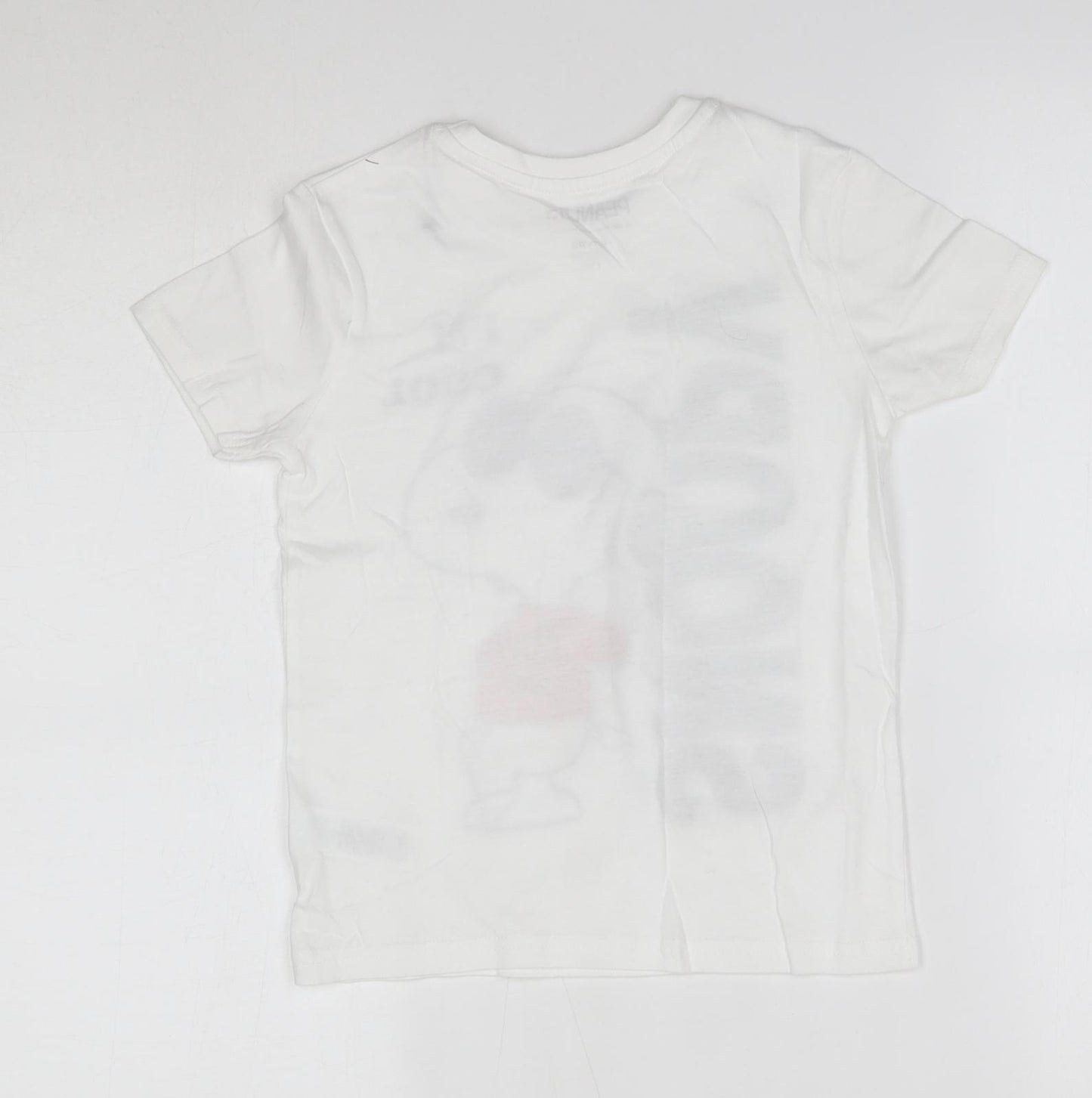 Primark Boys White  100% Cotton Basic T-Shirt Size 7 Years Round Neck