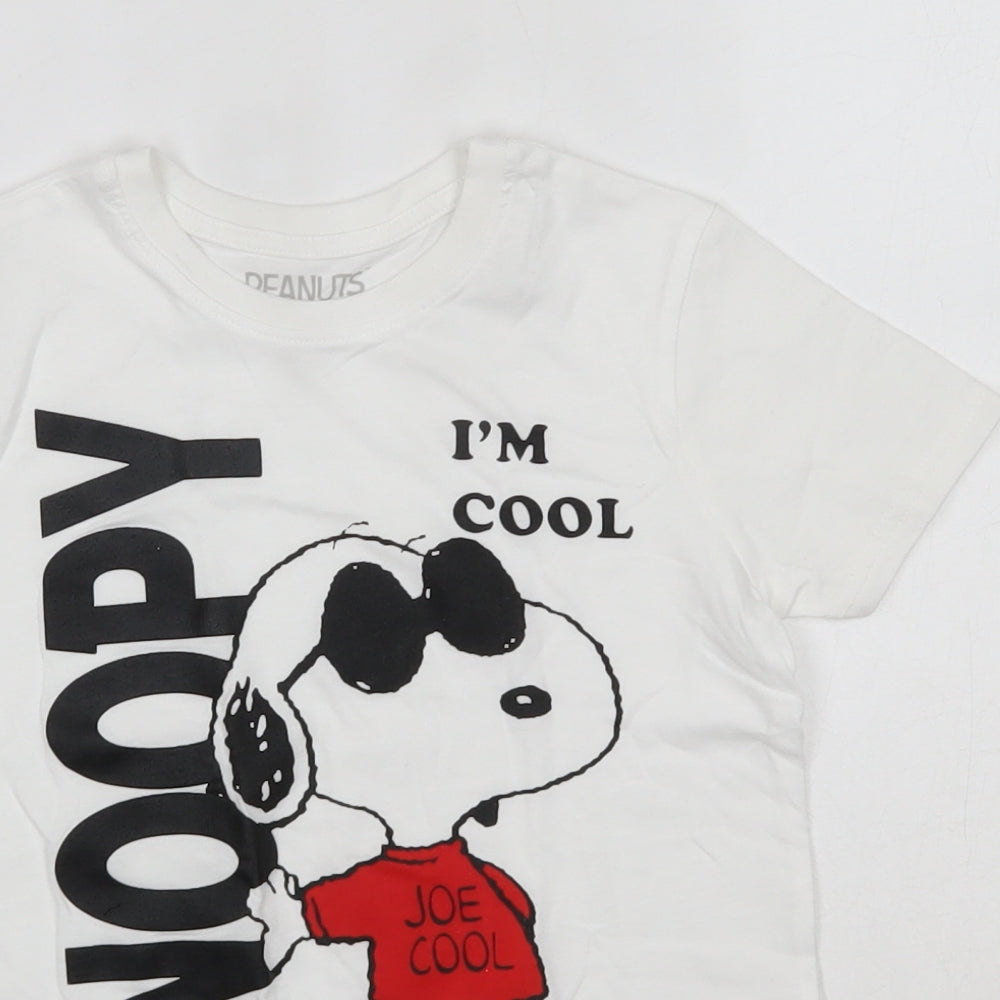 Primark Boys White  100% Cotton Basic T-Shirt Size 7 Years Round Neck