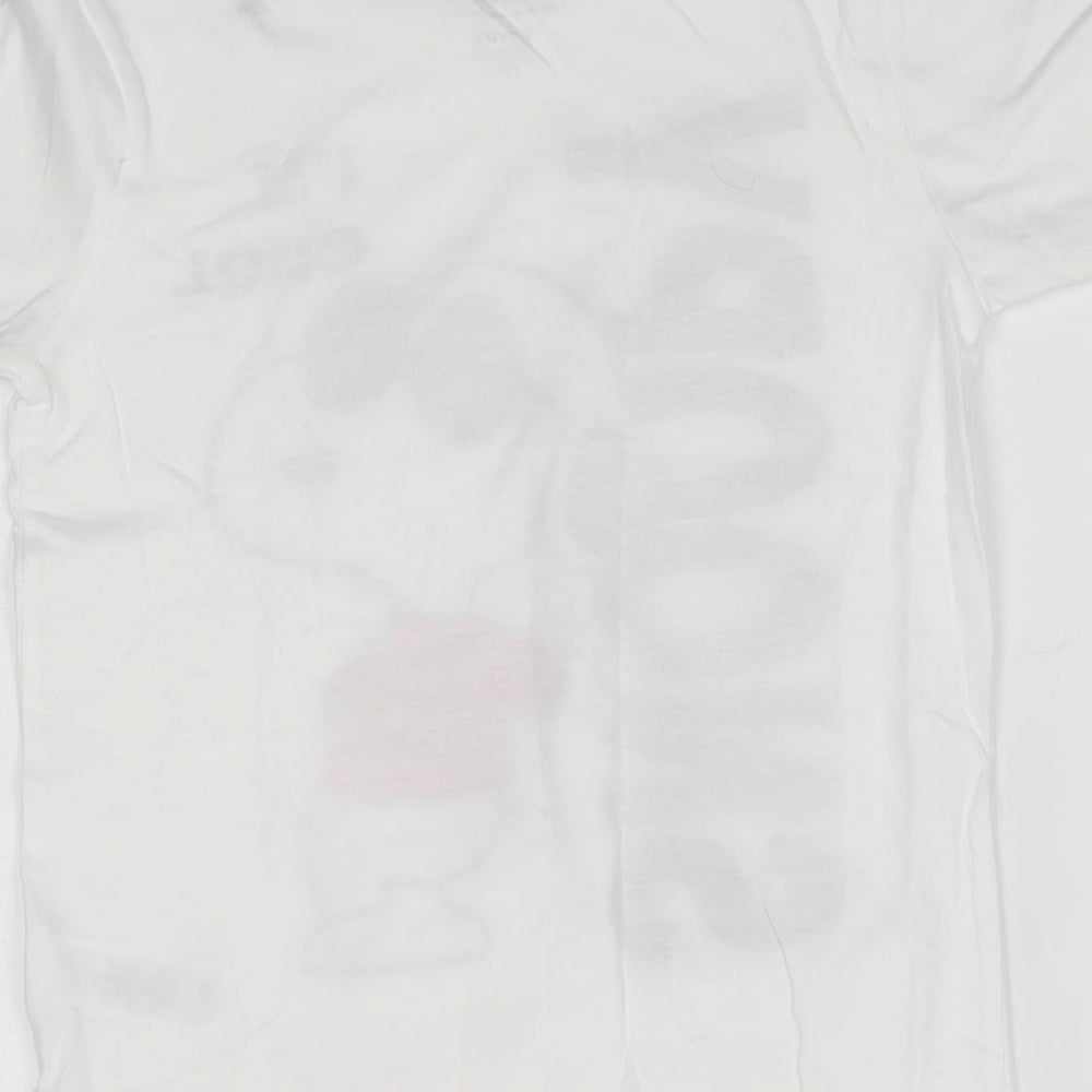 Primark Boys White  100% Cotton Basic T-Shirt Size 7 Years Round Neck