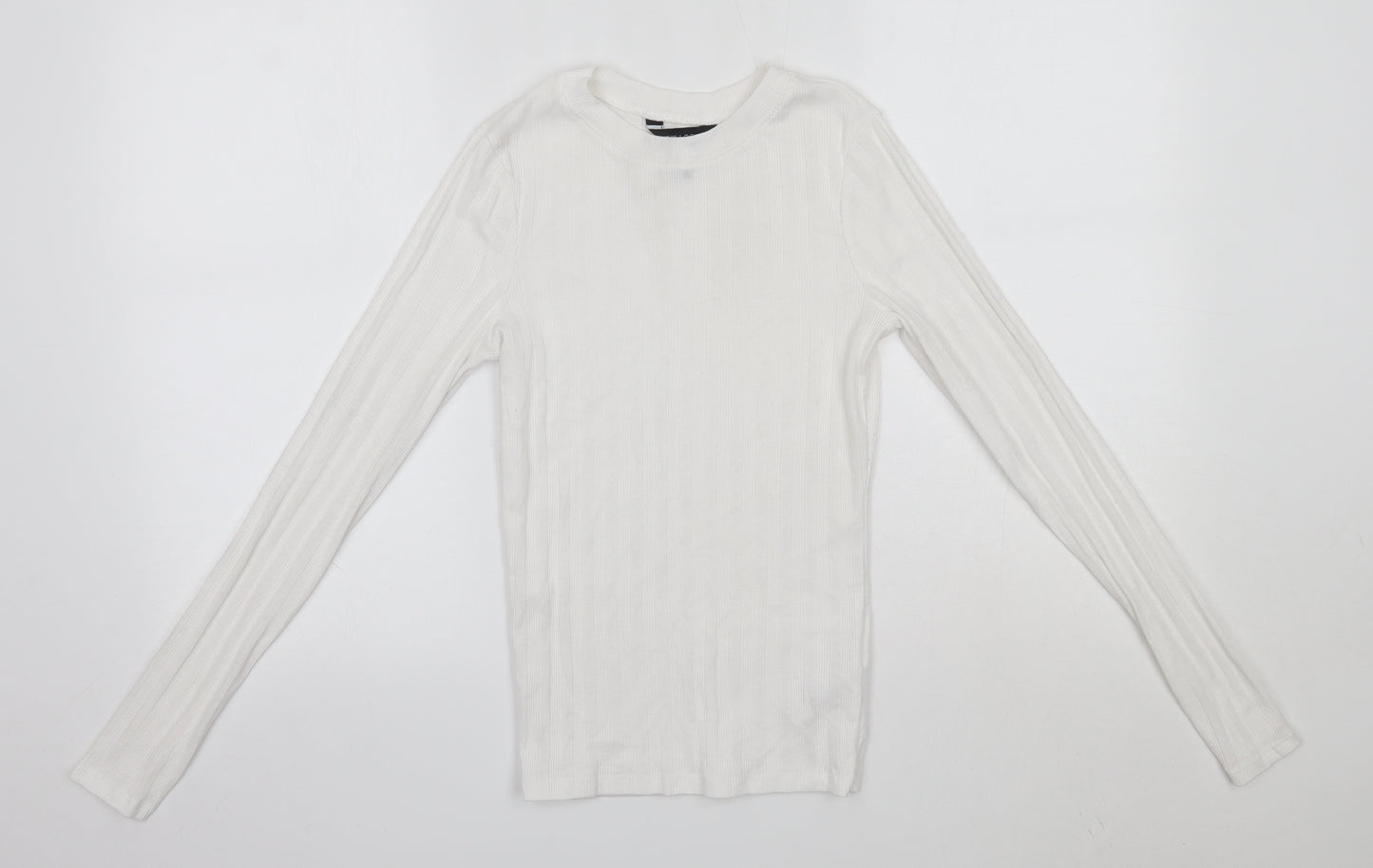 New Look Womens White  Polyester Basic Blouse Size 10 Round Neck