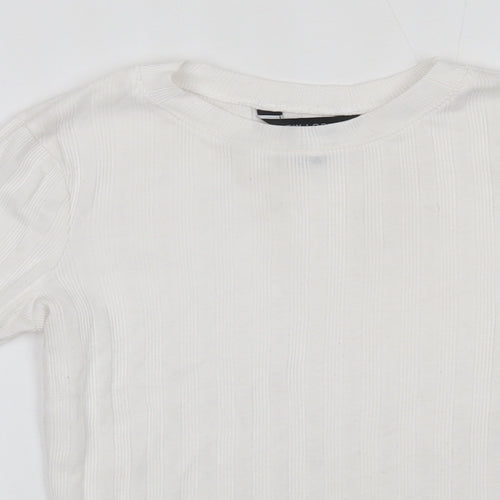 New Look Womens White  Polyester Basic Blouse Size 10 Round Neck