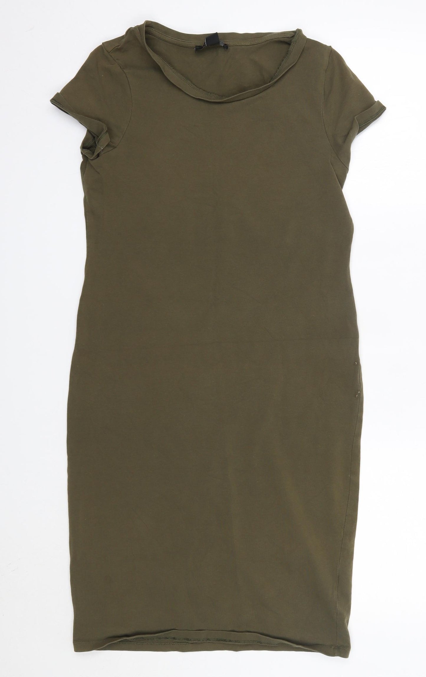 Primark Womens Green  Cotton Pencil Dress  Size 16  Round Neck
