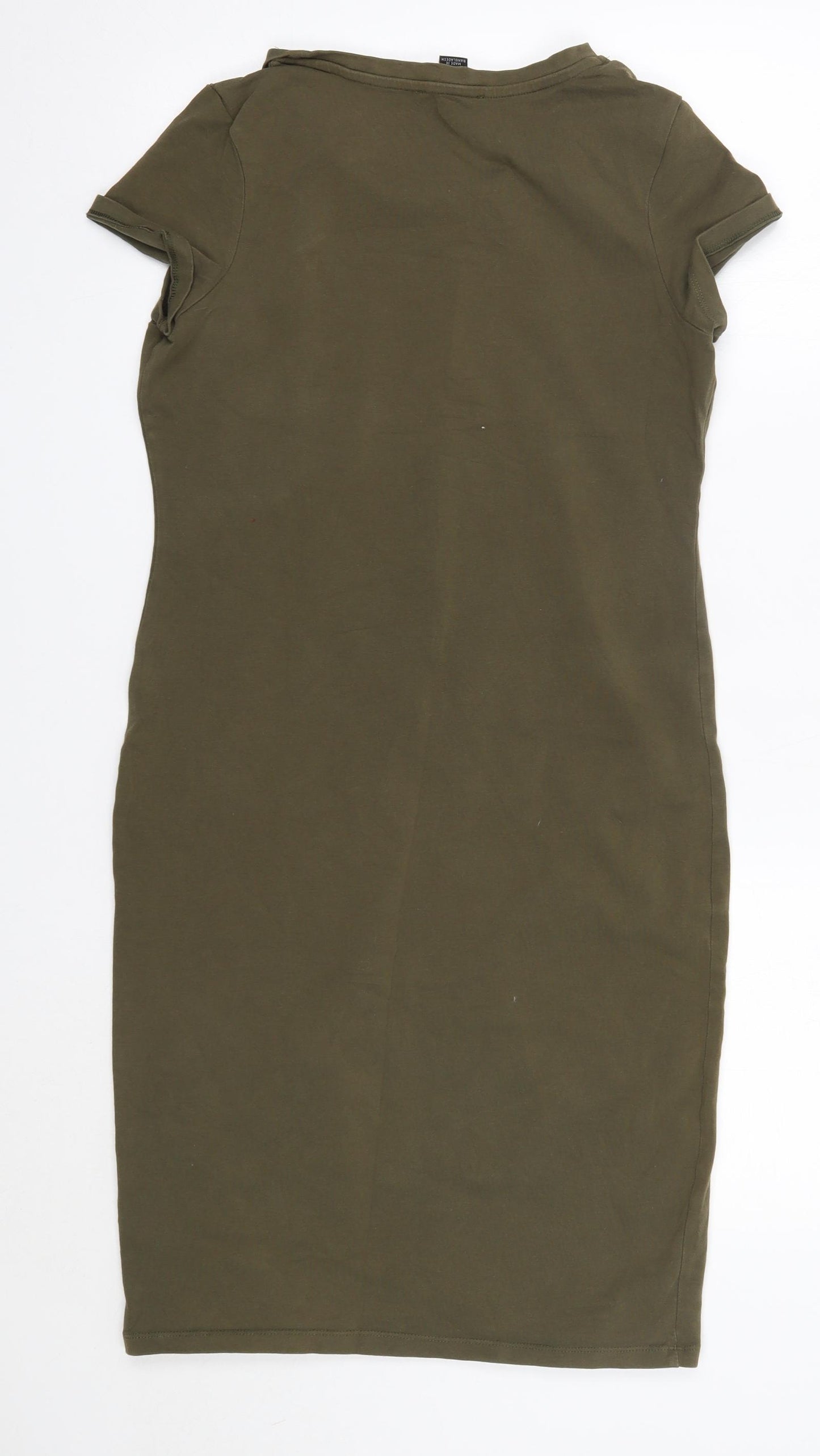 Primark Womens Green  Cotton Pencil Dress  Size 16  Round Neck