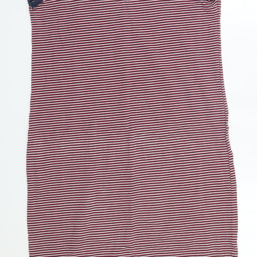Shana Womens Red Striped 100% Cotton Tank Dress  Size L  Round Neck