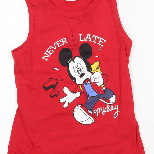Disney Boys Red  100% Cotton Basic Tank Size 8 Years Round Neck