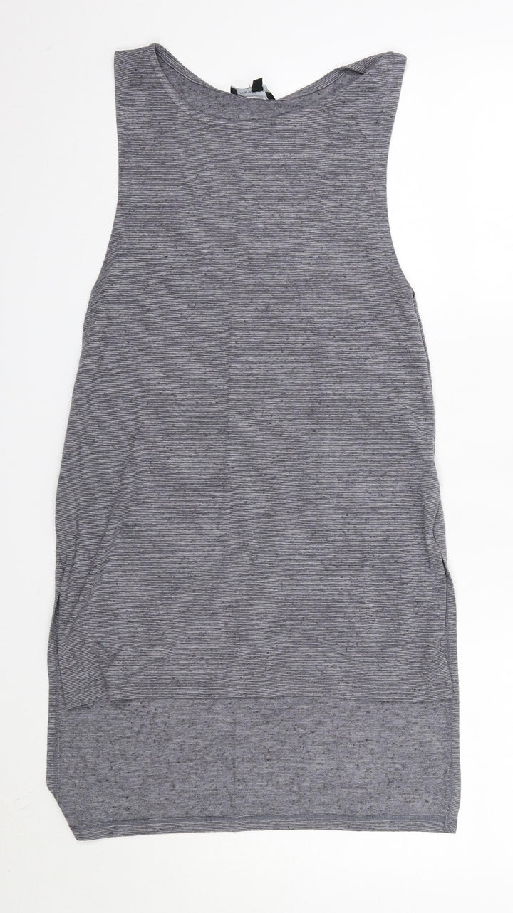 New Look Womens Grey Polyester Basic Tank Size 8 Round Neck