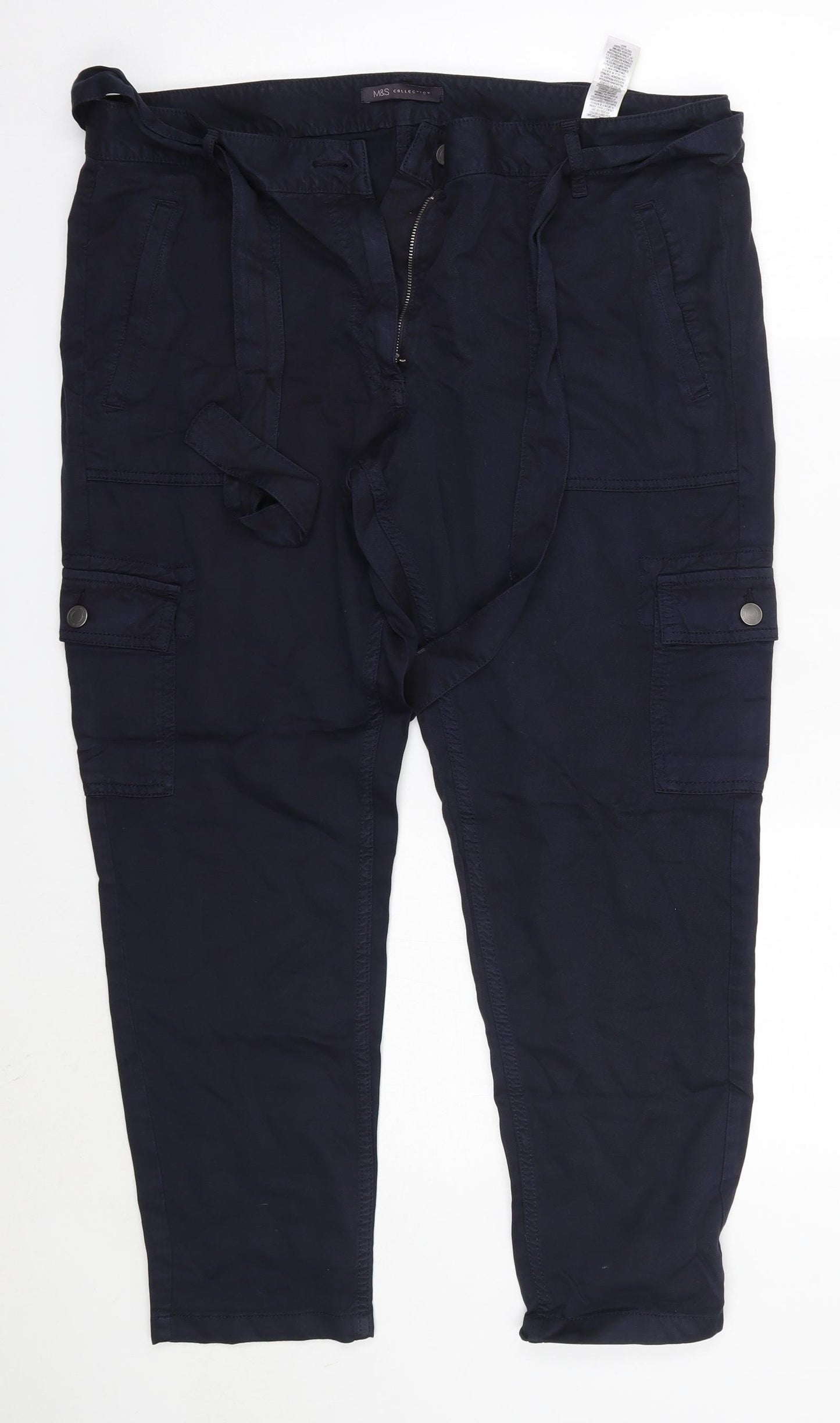 M&S Womens Blue  Modal Trousers  Size 16 L27 in Regular  - Short
