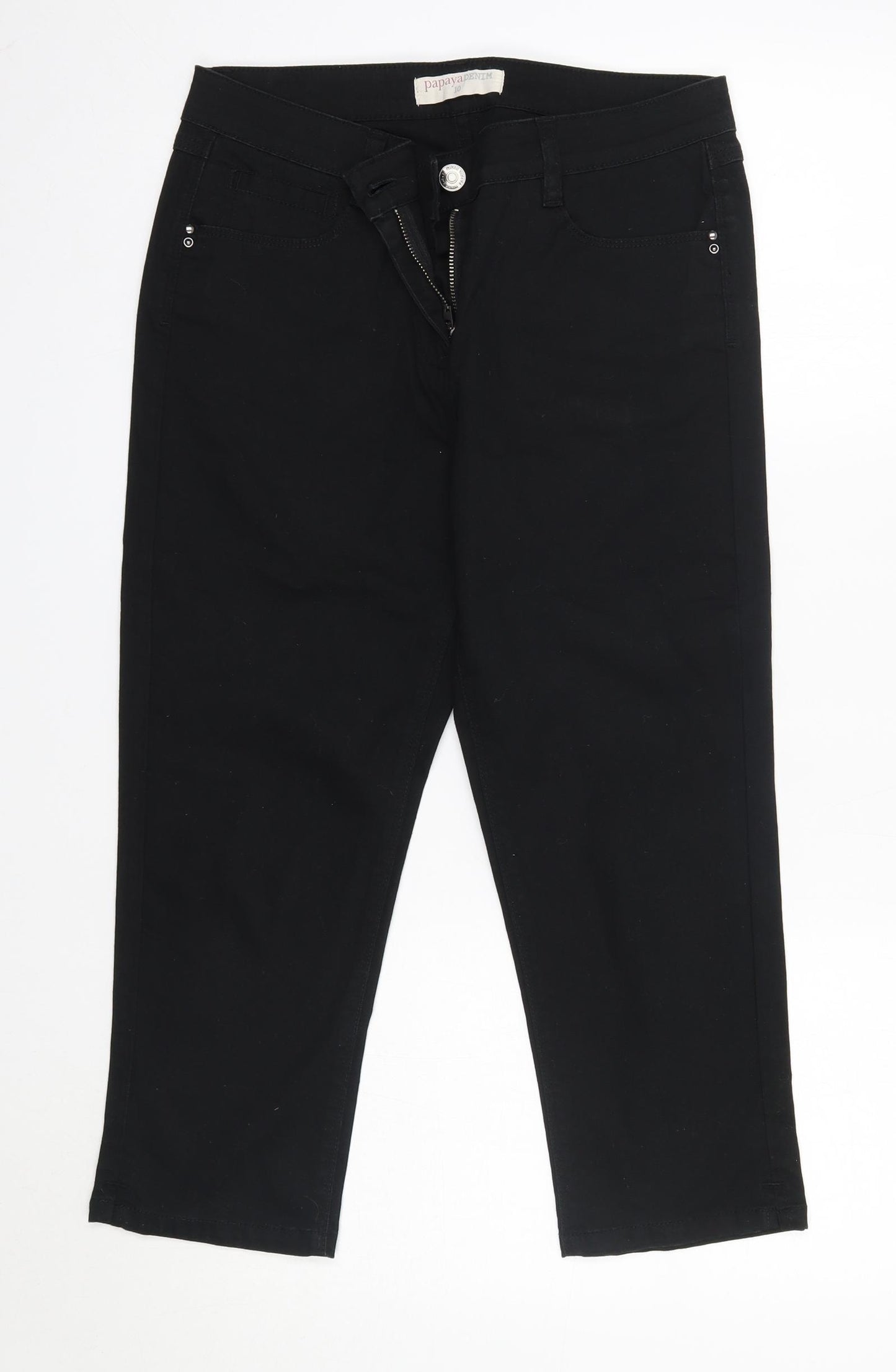 Matalan Womens Black  Cotton Cropped Jeans Size 10 L21 in Regular