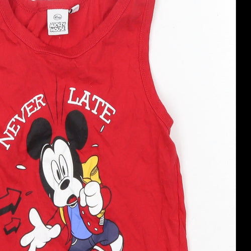 Disney Boys Red  100% Cotton Basic Tank Size 8 Years Round Neck