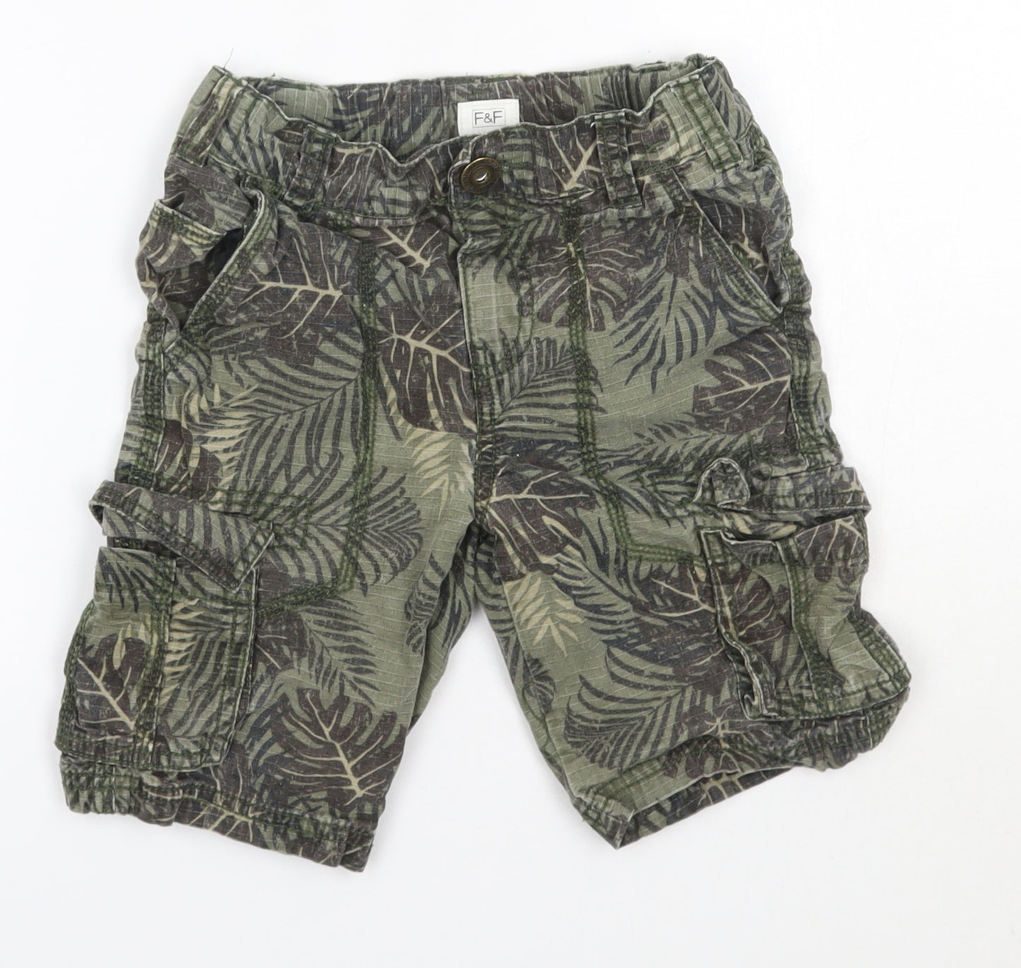 F&F Boys Green  100% Cotton Sweat Shorts Size 5-6 Years  Regular