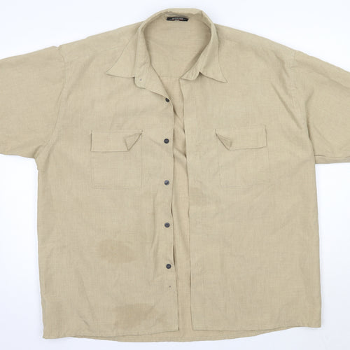 Urban Spirit Mens Beige  Polyester  Button-Up Size XL Collared