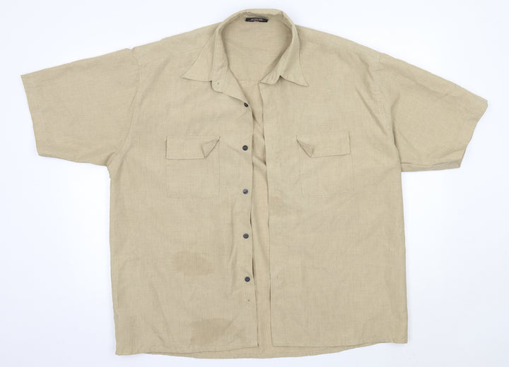 Urban Spirit Mens Beige Polyester Button-Up Size XL Collared