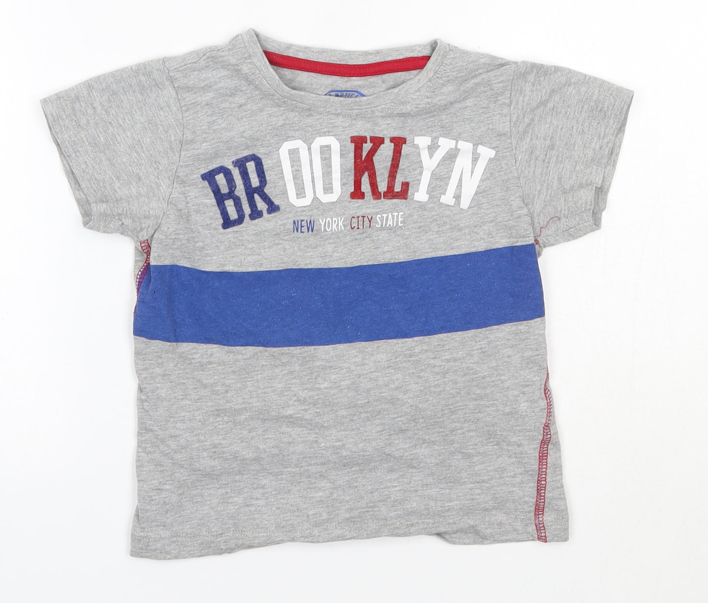 Matalan Boys Grey  Cotton Basic T-Shirt Size 5 Years Round Neck