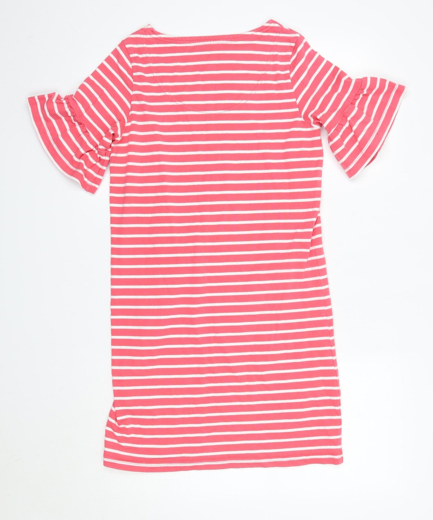 Joules Womens Pink Striped 100% Cotton T-Shirt Dress  Size M  Round Neck