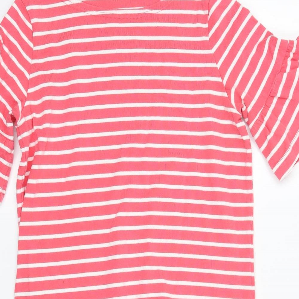 Joules Womens Pink Striped 100% Cotton T-Shirt Dress  Size M  Round Neck