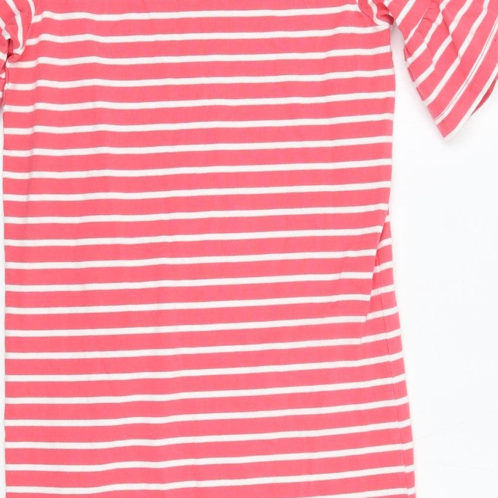 Joules Womens Pink Striped 100% Cotton T-Shirt Dress  Size M  Round Neck
