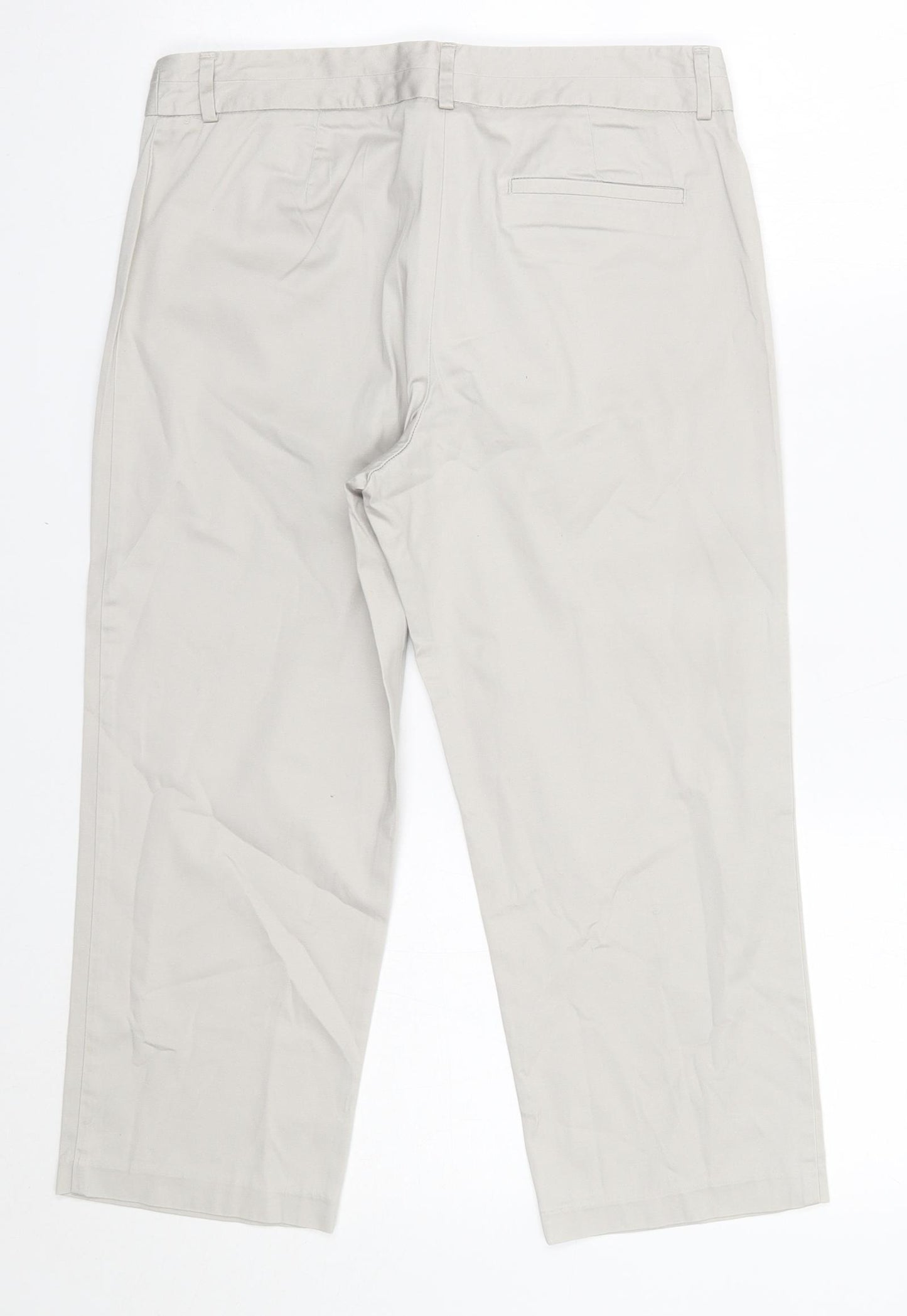 M&S Womens Grey  Cotton Cropped Trousers Size 10 L21 in Regular