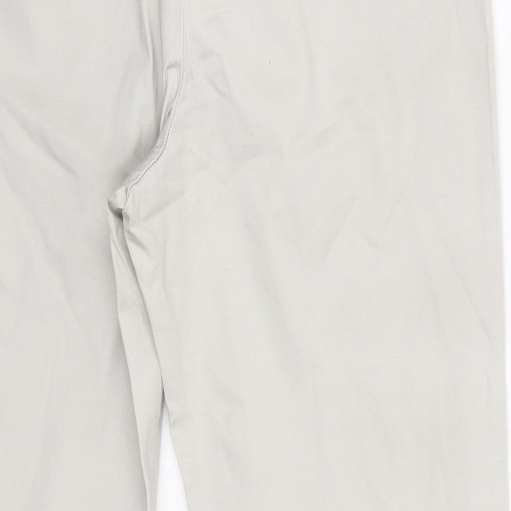 M&S Womens Grey  Cotton Cropped Trousers Size 10 L21 in Regular