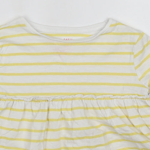 F&F Girls Yellow Striped 100% Cotton Basic Blouse Size 4-5 Years Round Neck
