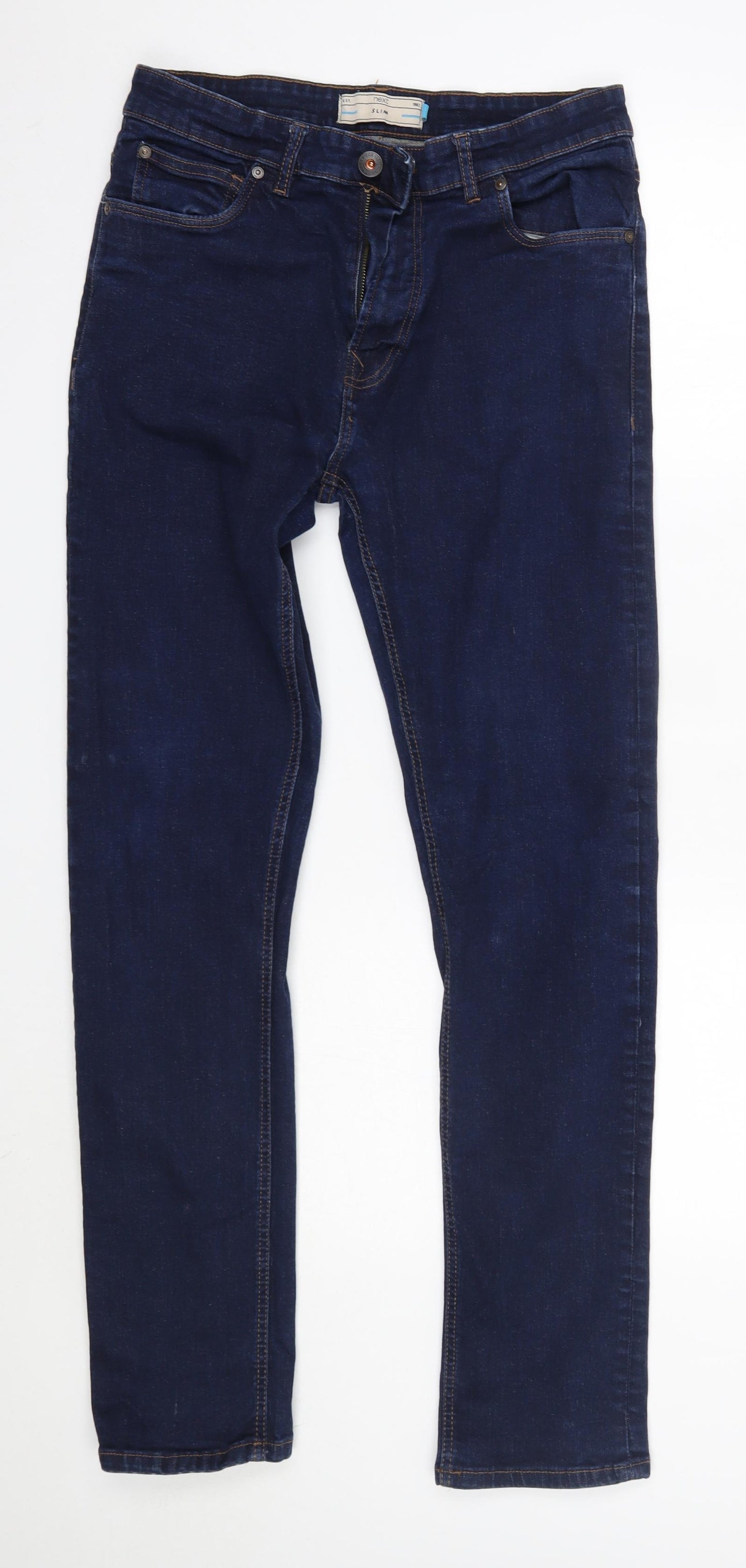 NEXT Mens Blue  Cotton Straight Jeans Size 34 L31 in Slim  - Long