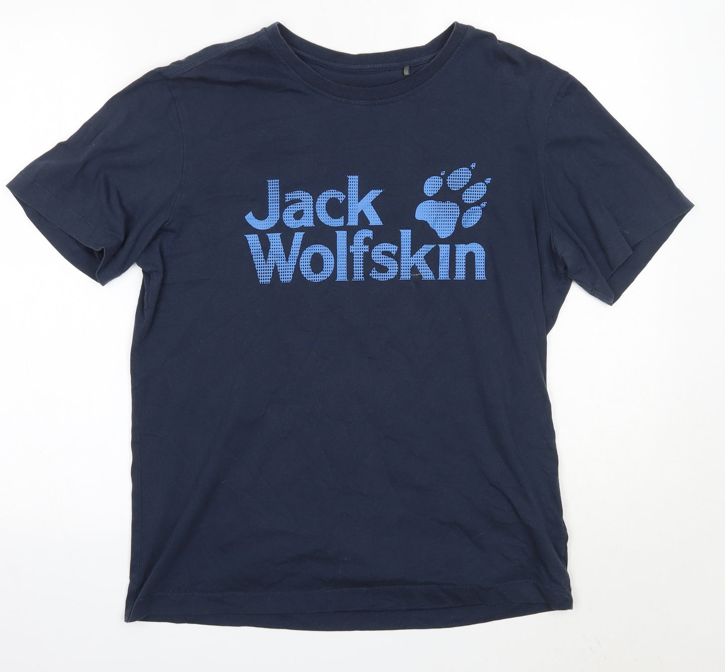 Jack Wolfskin Mens Blue  Cotton  T-Shirt Size M Round Neck