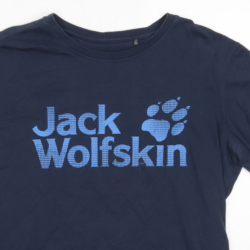 Jack Wolfskin Mens Blue  Cotton  T-Shirt Size M Round Neck