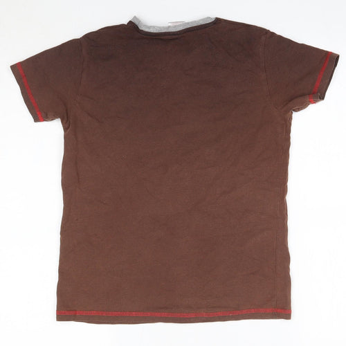 The Pyjama Factory Boys Brown  100% Cotton Basic T-Shirt Size 11-12 Years Round Neck