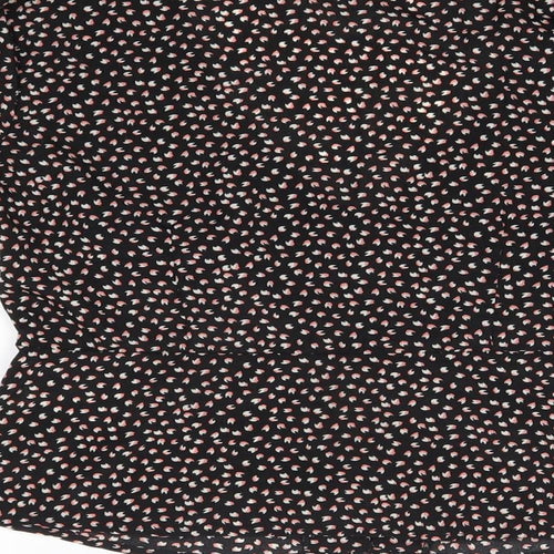 Brave Soul Womens Black Floral Polyester Basic Blouse Size S V-Neck