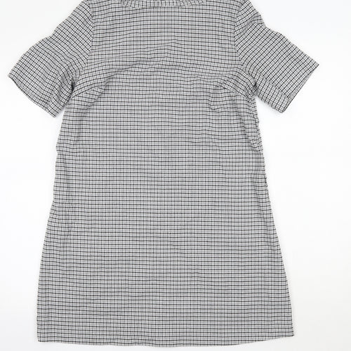 Avenue Womens Grey Check Polyester A-Line  Size 14  Round Neck