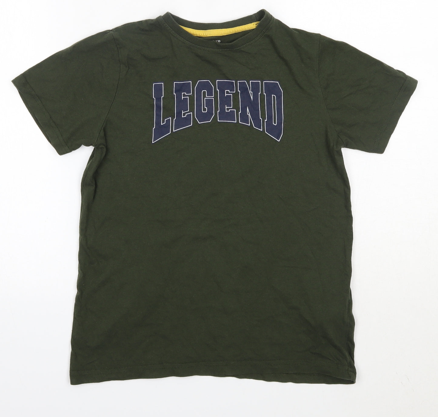 Primark Boys Green  100% Cotton Basic T-Shirt Size 10-11 Years Round Neck
