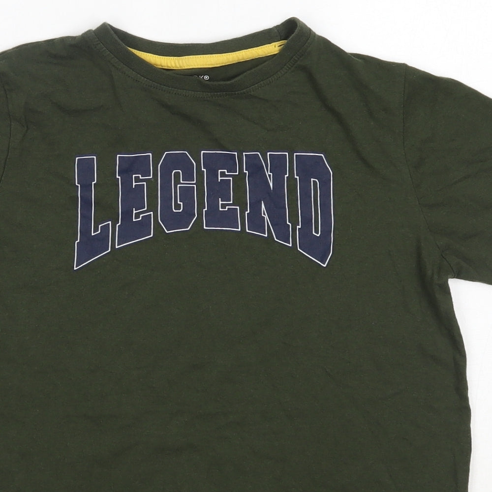 Primark Boys Green  100% Cotton Basic T-Shirt Size 10-11 Years Round Neck