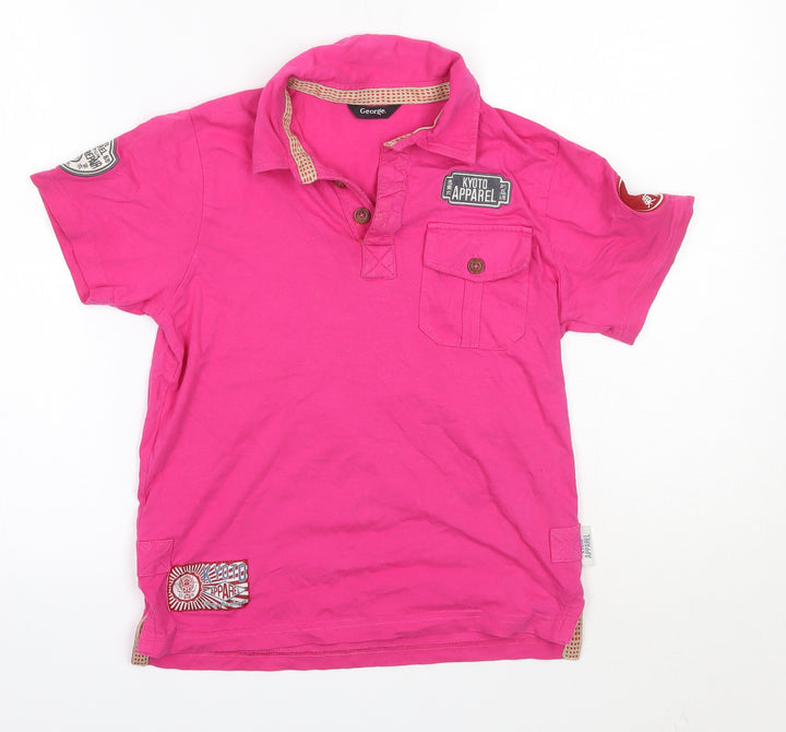 George Boys Pink  100% Cotton Basic Polo Size 8-9 Years Collared