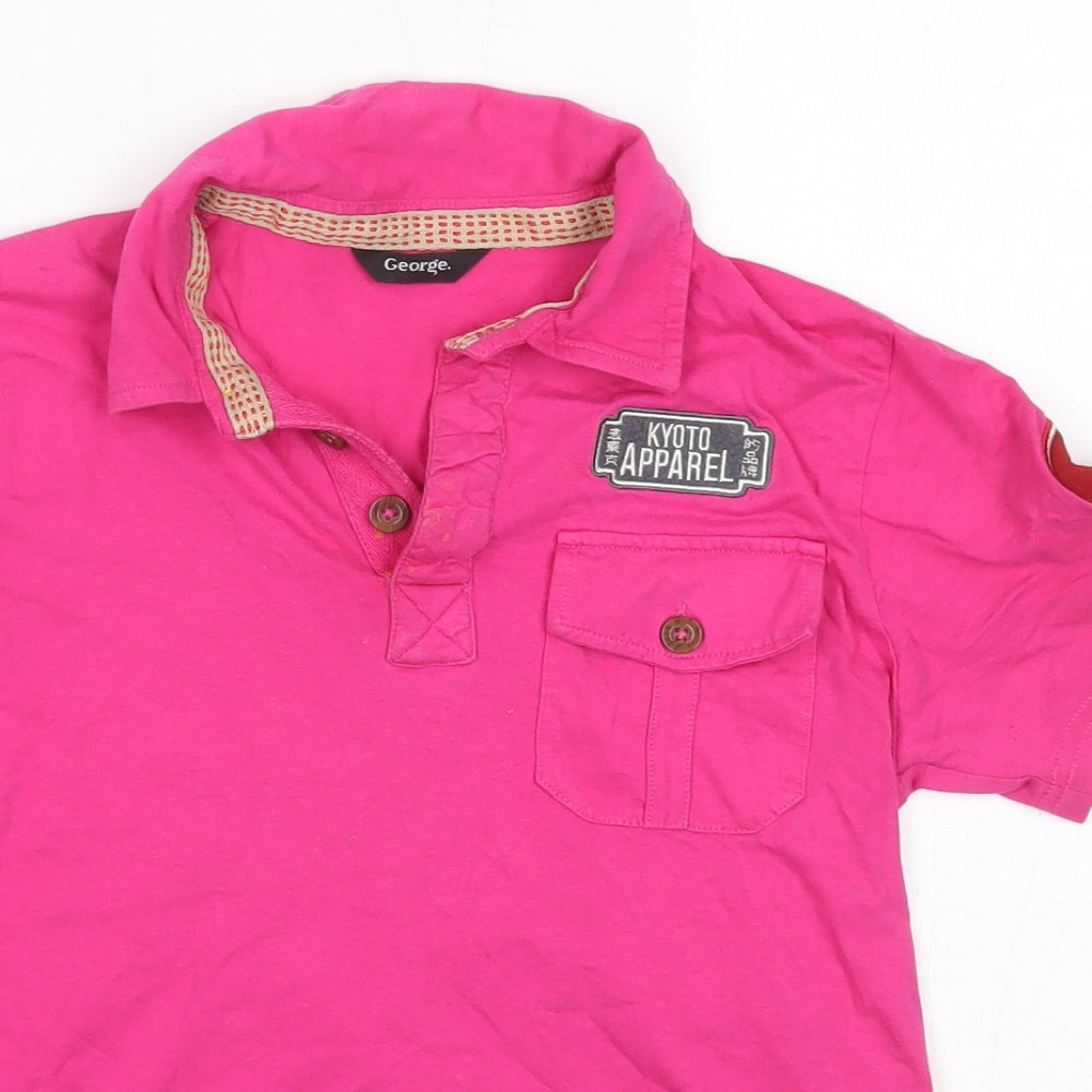 George Boys Pink  100% Cotton Basic Polo Size 8-9 Years Collared