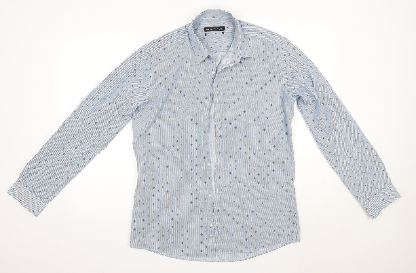 Primark Mens Blue  Cotton  Dress Shirt Size 15.5 Collared
