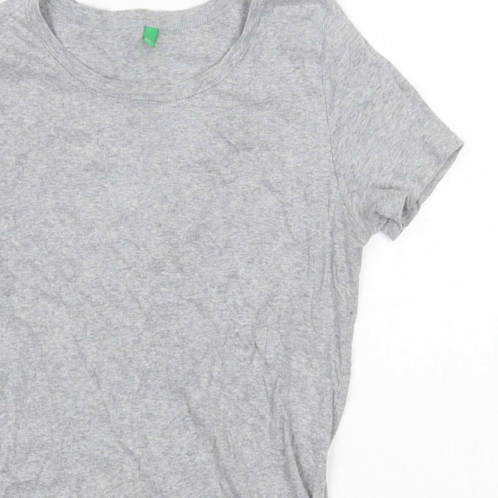 United Colours of Benetton Womens Grey  100% Cotton Basic T-Shirt Size M Round Neck