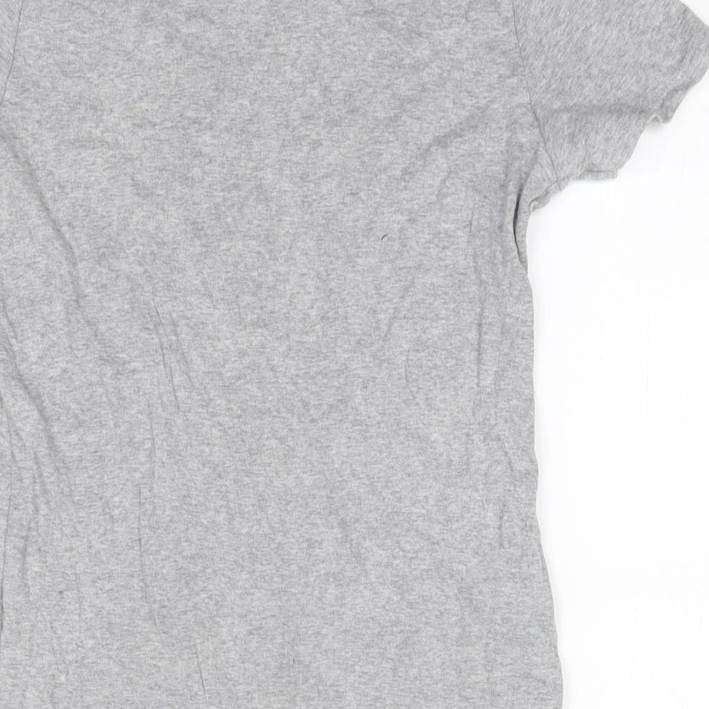 United Colours of Benetton Womens Grey  100% Cotton Basic T-Shirt Size M Round Neck