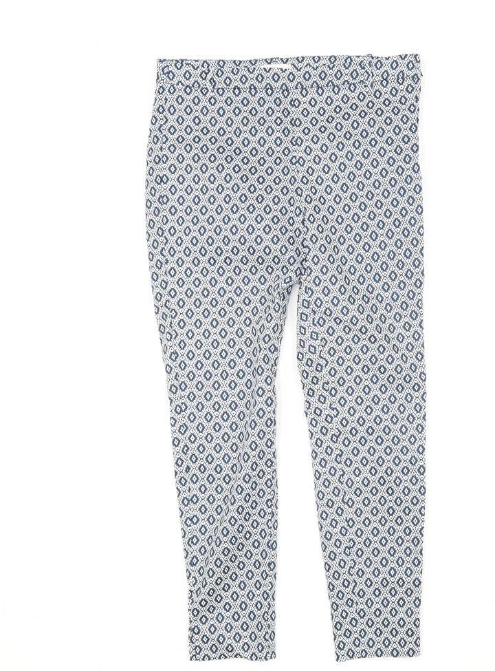 H&M Womens Multicoloured Argyle/Diamond Cotton Trousers Size 10 L27 in Regular