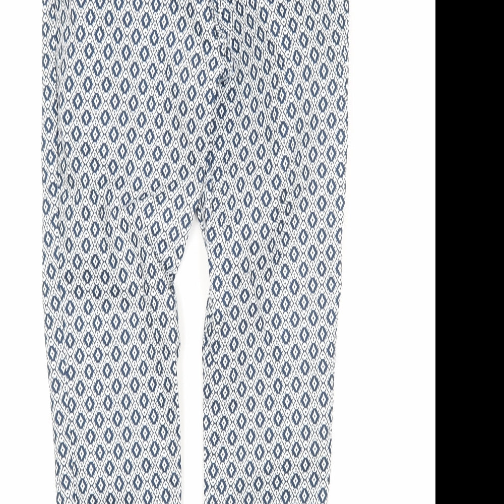 H&M Womens Multicoloured Argyle/Diamond Cotton Trousers  Size 10 L27 in Regular