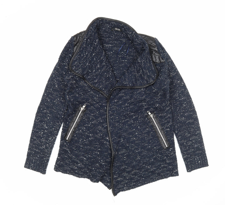 Quiz Womens Blue V-Neck Polyester Cardigan Jumper Size S