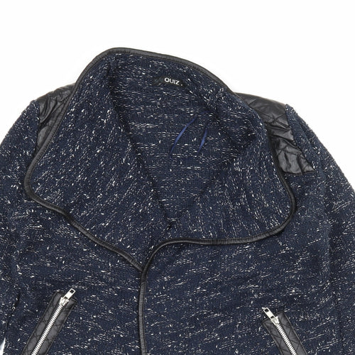 Quiz Womens Blue V-Neck  Polyester Cardigan Jumper Size S