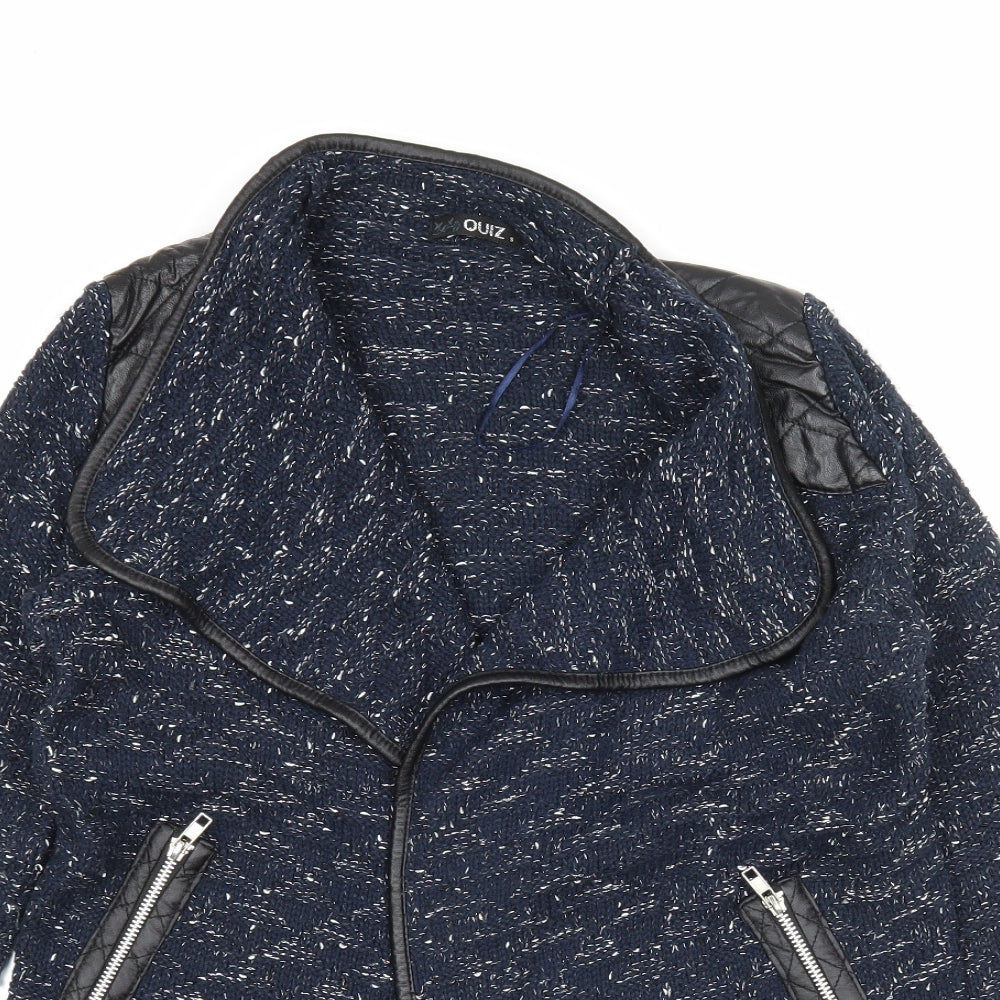 Quiz Womens Blue V-Neck  Polyester Cardigan Jumper Size S