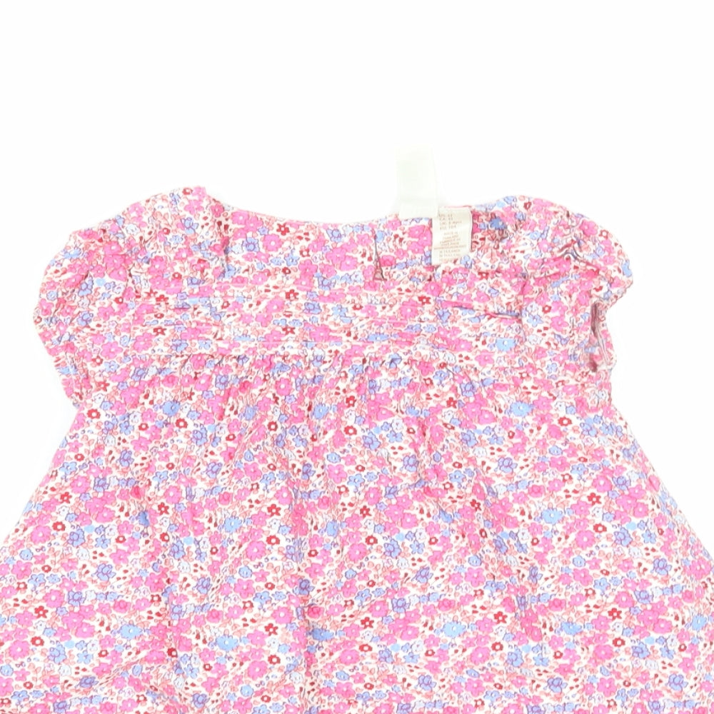 Strawberry Faire Girls Multicoloured Floral Cotton A-Line  Size 3-4 Years  Square Neck