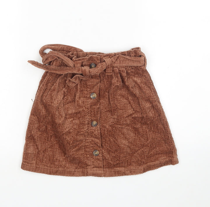 NEXT Girls Brown  Cotton A-Line Skirt Size 5 Years  Regular