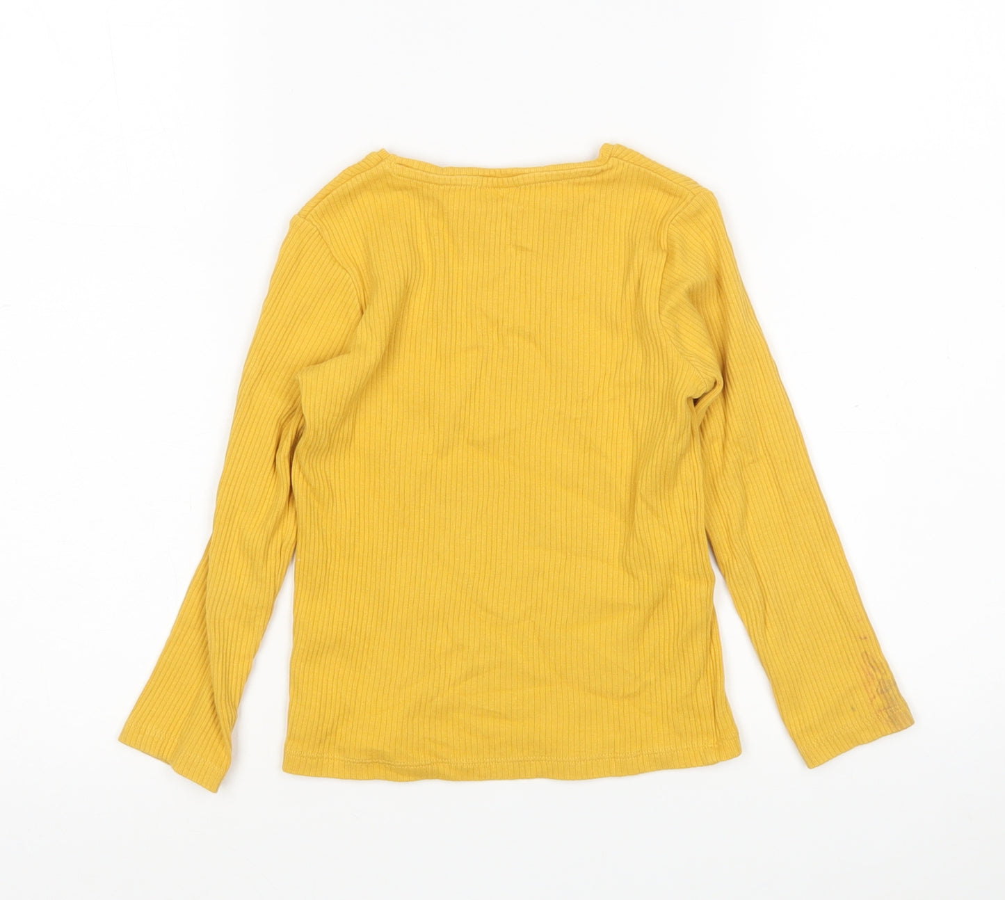 F&F Girls Yellow  Cotton Basic T-Shirt Size 4-5 Years Round Neck