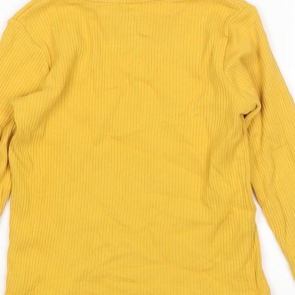 F&F Girls Yellow  Cotton Basic T-Shirt Size 4-5 Years Round Neck