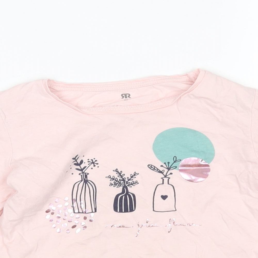 RR Girls Pink  Cotton Basic T-Shirt Size 6 Years Round Neck