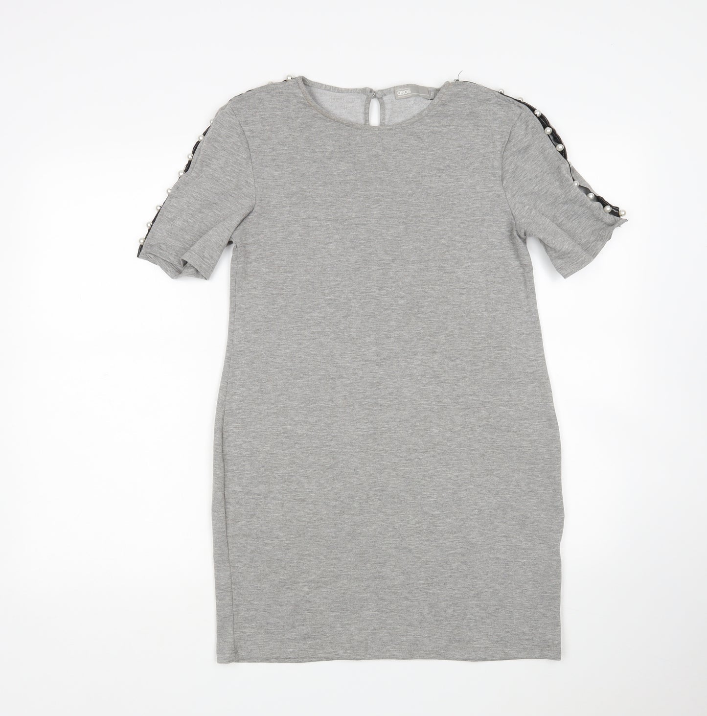ASOS Womens Grey  Polyester Jumper Dress  Size 8  Round Neck