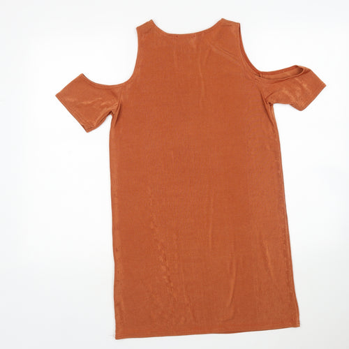 Missguided Womens Brown  Polyester A-Line  Size 8  Round Neck
