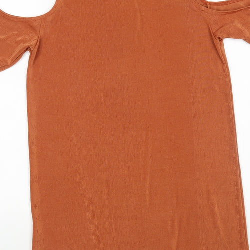 Missguided Womens Brown  Polyester A-Line  Size 8  Round Neck