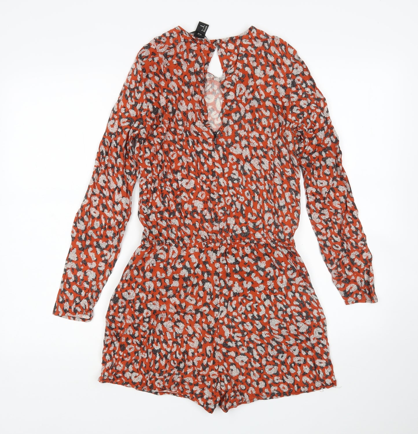 H&M Womens Multicoloured Animal Print Viscose Playsuit One-Piece Size 8 L4 in